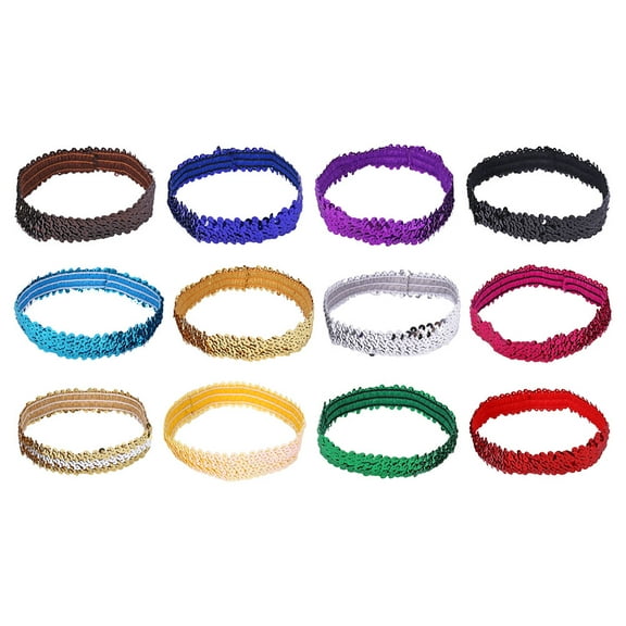 12 Pcs Stretch Sequin Headband Elastic Hair Ties Head Band Sparkly Headband Hair Band Hairbands Womens Headbands Women's