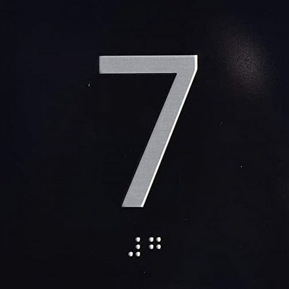 7TH Floor Elevator Jamb Plate Sign with Braille and Raised Number-Elevator Floor Number Sign(Black)