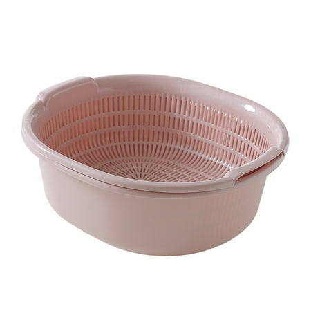 

Hhdxre Sink Strainer Sieve Draining Board Dish Drainer Double-Layer Washing Basket Fruit Drain Basket(Pink)