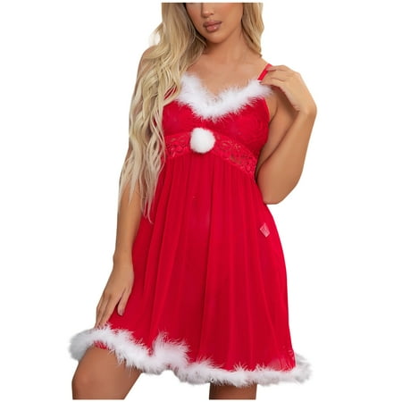 

Clearance Sales Christmas Suit Role Play Stage Dress Sexy Underwear Pajamas Two Piece Set Includes Christmas Hat