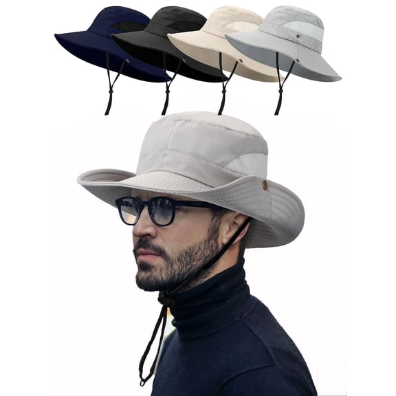 Spencer Mens Sun Hat Wide Birm Bucket UV Protection Hat Boonie Hat for Fishing Hiking Beach