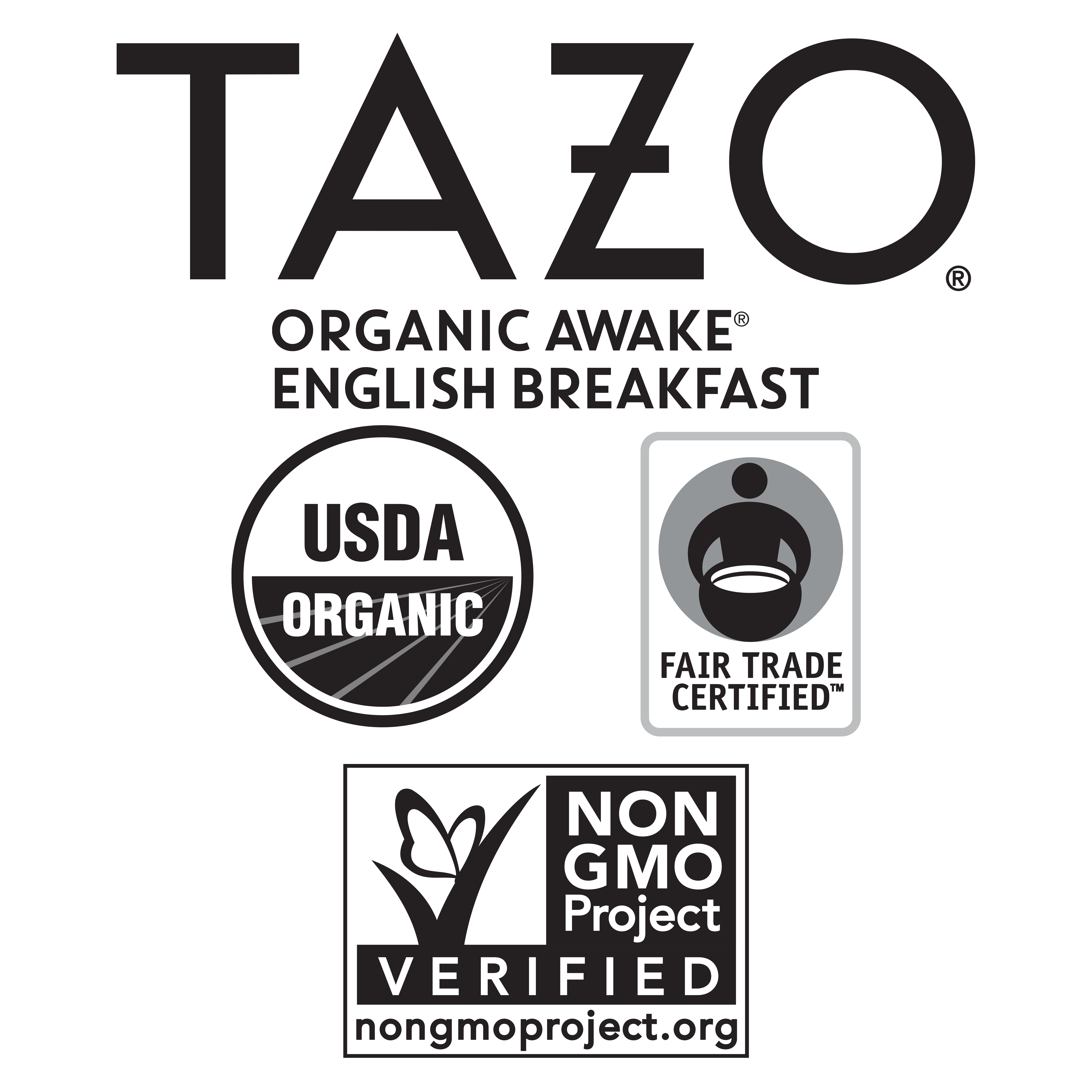 TAZO Regenerative Organic Awake English Breakfast Black Tea Bags, 36 Count (Pack of 4)