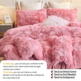 thumbnail image 4 of LIFEREVO 3 Pieces Luxury Shaggy Faux Fur Duvet Cover Set Soft Fluffy Fuzzy Comforter Cover Set Ombre Marble Print Furry Bedding, 1 Long Plush Duvet Cover+2 Pillowcases, Zipper Closure, Old Pink, King, 4 of 7