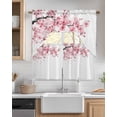 thumbnail image 2 of Pink Floral Kitchen Curtains Swag Valance and Tier Curtains Set 36 Inch Length, Modern Cherry Flower Rod Pocket Drape Panels Pair Swag Curtains for Bathroom/Cafe/Window, 2 of 6