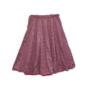Mogul Womens Cotton Pink Printed Flirty Skirt