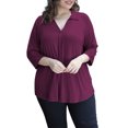 thumbnail image 2 of Traleubie Women's Plus Size Shirts V Neck Blouse 3/4 Sleeve Casual Workwear Summer Loose Tops, 2 of 8