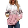 thumbnail image 2 of Hoodies For Women Oversized Winter Cute Sweatshirts Pullover Trendy Fall Clothes, Floral Print Lightweight Design without Pockets for Fall Winter Style and Comfort,Pink,S, 2 of 8