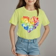thumbnail image 2 of Akiihool Shirts for Girls Girls Valentine T-Shirts Tops Short Sleeve Shirts Little Kids Love Heart Graphic Tees(Light Yellow,13-14 Years), 2 of 4