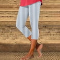 thumbnail image 2 of FUNUONY Tummy Control Workout Capris Leggings High Waist Athletic Yoga Pants for Women Running Hiking High Waisted Knee Length Striped Printed Sports Leggings for Women's Gym Features: Sky Blue 3Xl, 2 of 7
