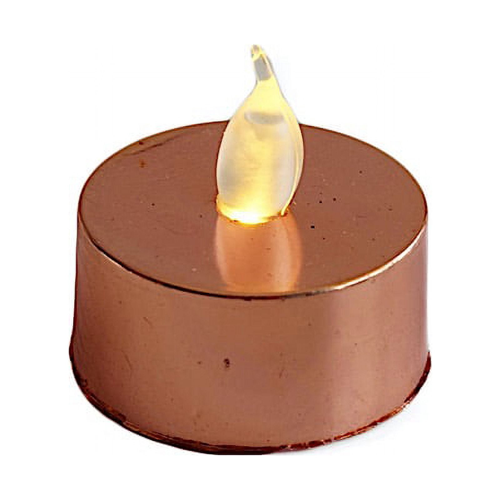 BalsaCircle 12 Metallic Rose Gold LED Battery Operated Tealight Candles Lights Wedding Centerpieces Decorations