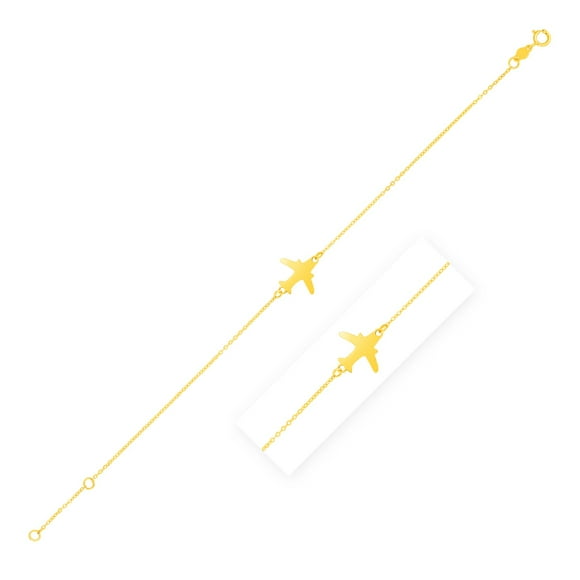 14K Yellow Gold Airplane Bracelet Size 7 inches
