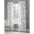 thumbnail image 5 of Gray Leaf Semi Sheer Curtains 108 Inch Length 2 Panels Set,Modern Botanical Foliage Plant Country Pastoral Sheer Kitchen Curtain Privacy Voile Window Curtain for Living Room Bedroom Rod Pocket Drapes, 5 of 7