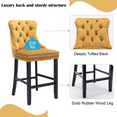 thumbnail image 3 of Velvet Counter Height Upholstered Barstools, Bar Stools Seat Height 27", Counter Height Armless Bar Chairs Button Tufted with Solid Wood Legs for Kitchen Island Bar Area (Set of 6), 3 of 9