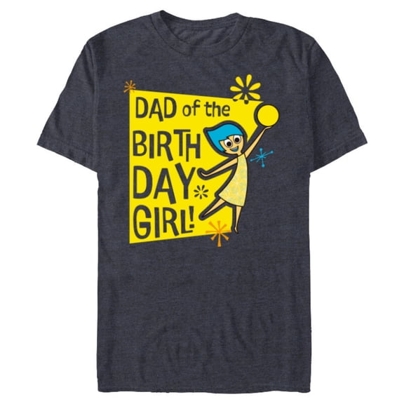 Disney and Pixar’s Inside Out Joy Dad of the Birthday Girl - Short Sleeve Blended T-Shirt for Adults - Customized-Navy Heather