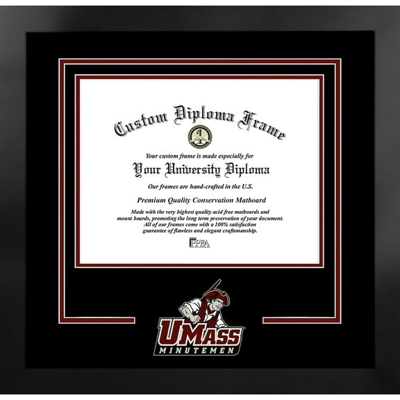 University of Massachusetts 11w x 8.5h Spirit Diploma Manhattan Black Frame with Bonus Campus Images Lithograph (value savings $59)