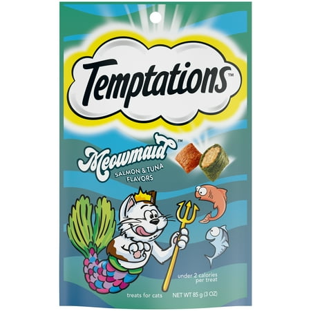 UPC: 0023100138244 | Temptations Meowmaid Crunchy and Soft Cat Treats Salmon & Tuna Flavors 3 oz. Pouch