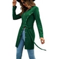 thumbnail image 5 of Women's Sexy Zip Up V Neck Long Sleeve Side Split Asymmetrical Hem Longline Tunic Blouse Top, 5 of 15