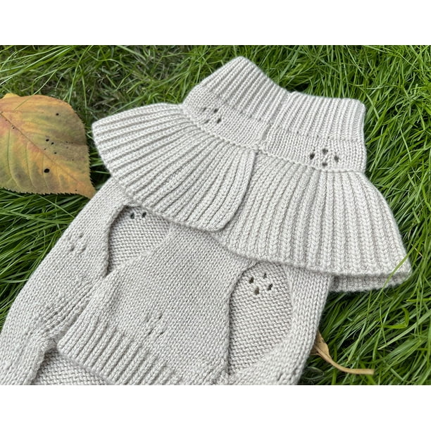 Suéter de punto suave con cuello de loto de cachemira para perro, ropa de lana para Navidad e invierno