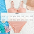thumbnail image 3 of Traje de baño de 2 piezas para mujer, trajes de baño para mujer, traje de baño de color liso para niña con top de cuello en V acolchado, shorts de baño divididos, conjunto de bikini de poliéster para, 3 of 7