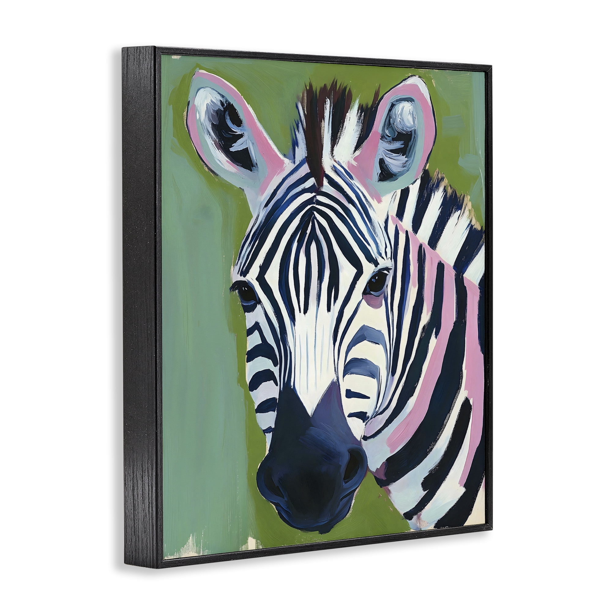 Stupell Industries Funky Zebra over Green Black Framed Giclee Art, design by The Prints Vibe
