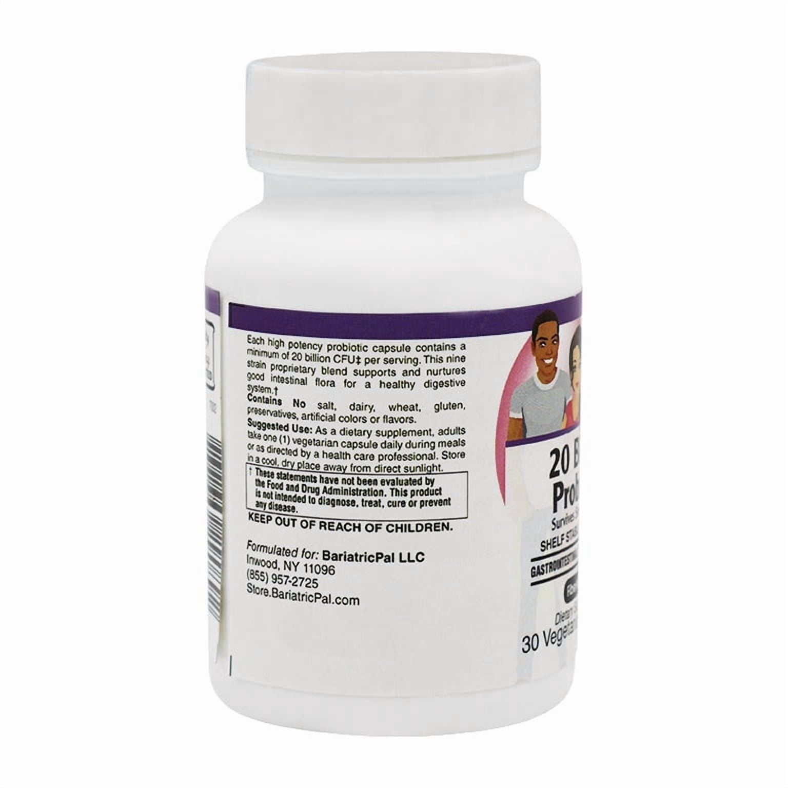 Prebiotic & Probiotic 20 Billion CFU Gastrointestinal & Immune Health Capsules with FiberAid™ by BariatricPal Size: 30 Count