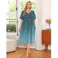 thumbnail image 2 of Oudiya Womens House Dress Short Sleeve Mumu Dress Floral Print Nightgown with Pockets, S-4XL, 2 of 6