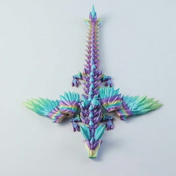 1PC RAINDOW 14CM 3D printed dragon figurine, 3D printed crystal dragon gemstone dragon