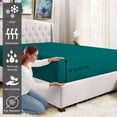 thumbnail image 3 of Pizuna Pure 100% Cotton Queen Fitted Sheet Only, Luxurious 400 Thread Count Long Staple Cotton Sateen Weave 15" Deep Pocket Fitted Sheet (Combed Teal Green Queen Fitted Sheet Cotton), 3 of 4
