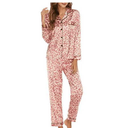 

Asotony Sleepwear Womens Silky Satin Pajamas Set Long Sleeve Nightwear Loungewear