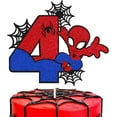 thumbnail image 3 of Pastel de cumpleaños de SpiderMan de Disney para niños, decoración con bandera de pastel de 1-9 años, regalo de fiesta de superhéroes, 3 of 4