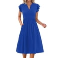 thumbnail image 4 of Fantaslook Summer Dresses for Women Ruffle Sleeve V Neck Midi Dresses Fashion Casual Flowy Vacation Sundress, 4 of 10