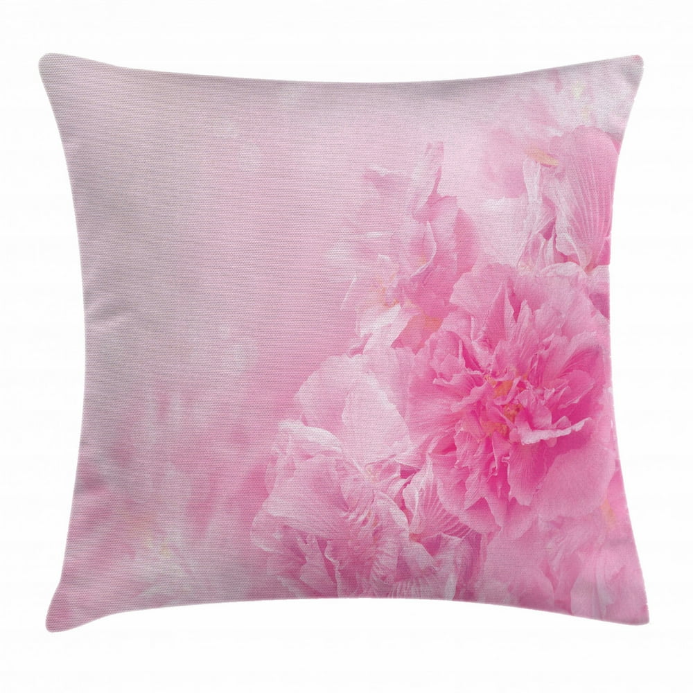 Light Pink Throw Pillow Cushion Cover, Spring Flowers Close Up Florets