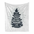 thumbnail image 1 of Saying Soft Flannel Fleece Blanket, Lets Get Lost in the Woods Grunge Style Wording on a Tree Nature Sayings, Cozy Plush for Indoor and Outdoor Use, 50" x 60", Dark Night Blue White, by Ambesonne, 1 of 5