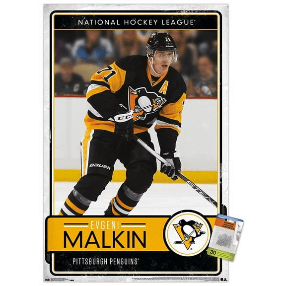 NHL Pittsburgh Penguins - Evgeni Malkin 16 Wall Poster with Push Pins, 22.375" x 34"