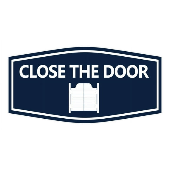 Signs ByLITA Fancy Close the Door, Horses Plastic Sign (Navy Blue / White) - Large