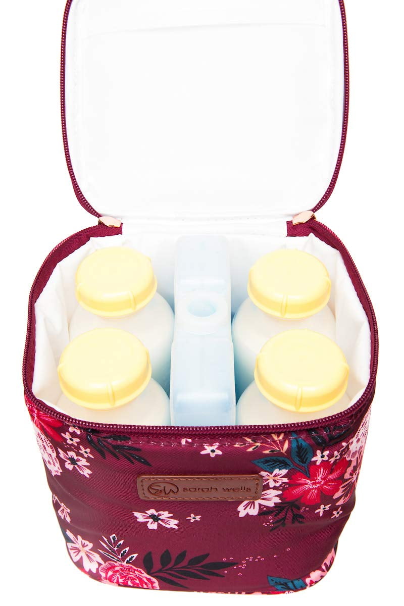 Cold Gold Breastmilk Cooler Bag with Safety Tested Ice Pack – Insulated Milk Storage for Work, Travel & Daycare – Fits Bottles & Parts – Durable, Washable, Safety-Tested Cooler for Moms (Berry Bloom)