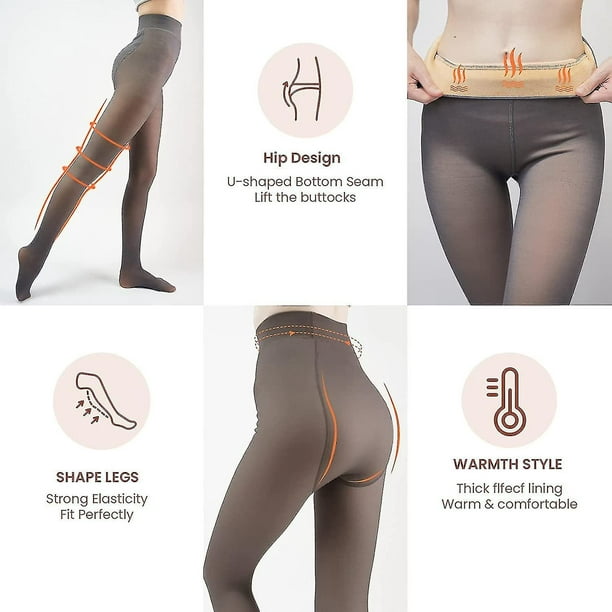 Fleece Lined Tights Women Sheer Fake Translucent Leggings 2024 Winter  Thermal Warm High Waisted Yoga Pants Trousers