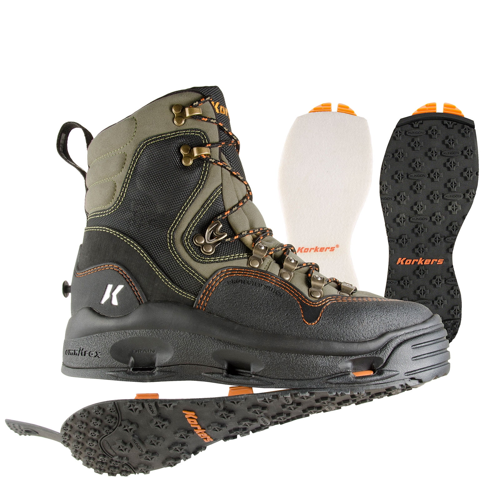 Korkers K5 Bomber Fly Fishing Wading Boot with Felt and KlingOn