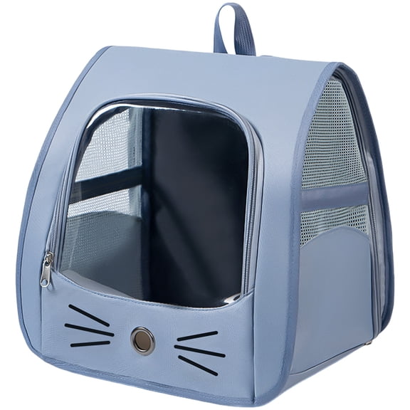 Sky Blue Portable Pet Backpack for Cats, Dogs, Bunnies, Large Capacity Travel Carrier, Breathable Mesh Panels, Transparent Window, Secure Zipper, 13.8 x 9.8 x 13.8 in for Outdoor Trips, Vet Visits