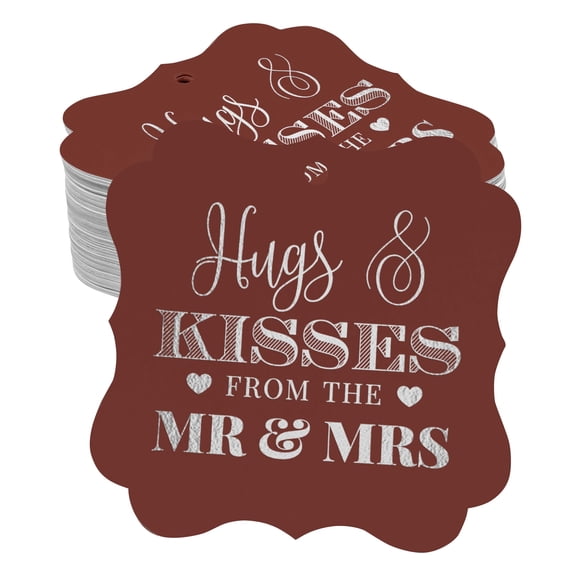 Inkdotpot Hugs & Kisses From The Wedding Bottle Tag Real Silver Foil Favor Bracket Shape Hang Tags Pack Of 50