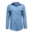 thumbnail image 4 of Comdrip Denim Button Down Shirt Women, Women's Autumn Solid Color Casual Collar Single Breasted Long Sleeve Denim Shirt Jean Shirts for Women Denim Light Blue 2XL, 4 of 6