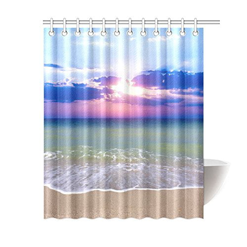 69"x70" 1617379248 CafePress Beach Scene Decorative Fabric Shower Curtain 