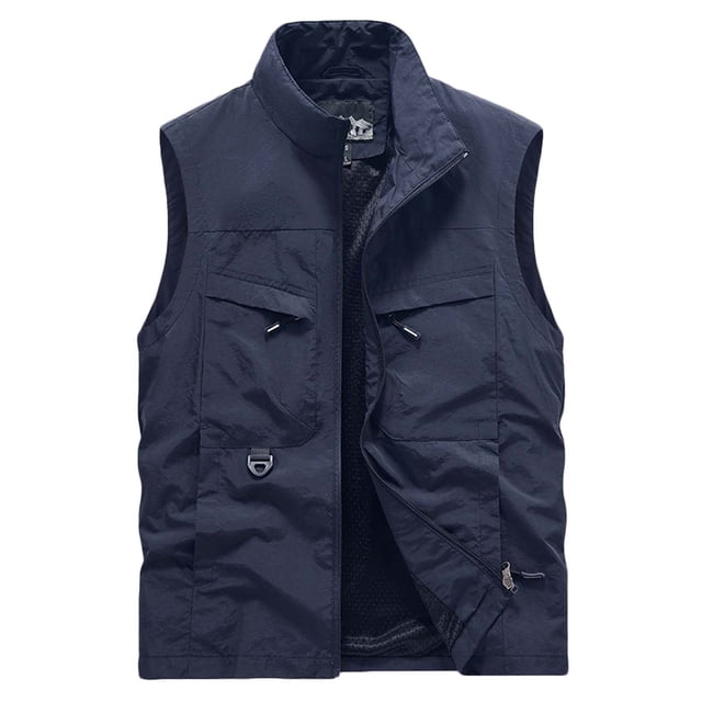 Birdeem Mens Work Clothes Jacket Solid Color Stand Collar Multiple Pockets Outdoor Sports Photography Leisure Coat