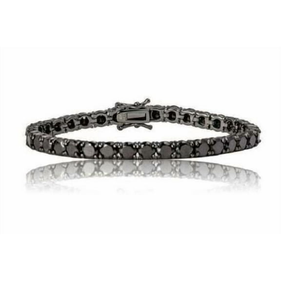 8CT Round-Cut Black Lab Created Diamond Tennis Bracelet 14K Black Gold Plated 925 Sterling Silver