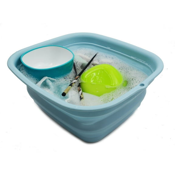 SAMMART 7.7L (2 Gallon) Collapsible Tub - Foldable Dish Tub - Portable Washing Basin - Space Saving Plastic Washtub