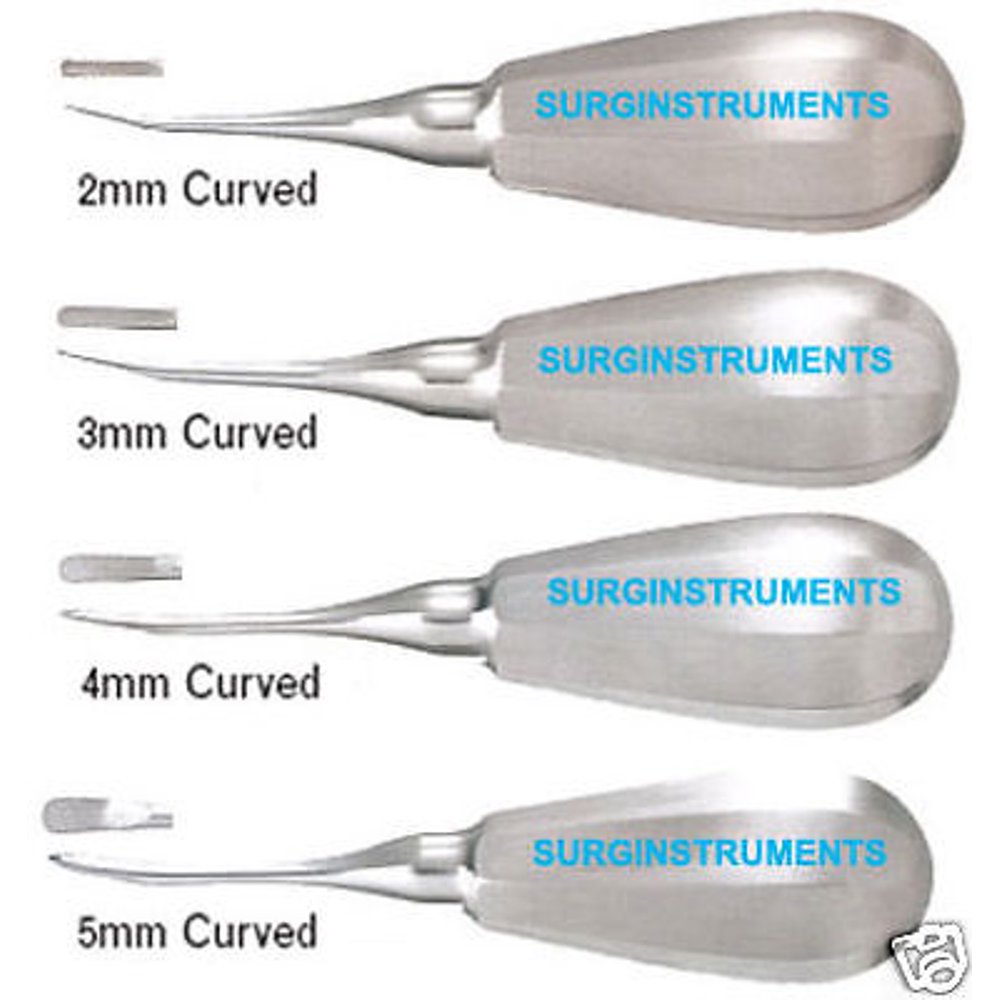 4 Curved Luxating Elevators Set Dental Oral Instruments