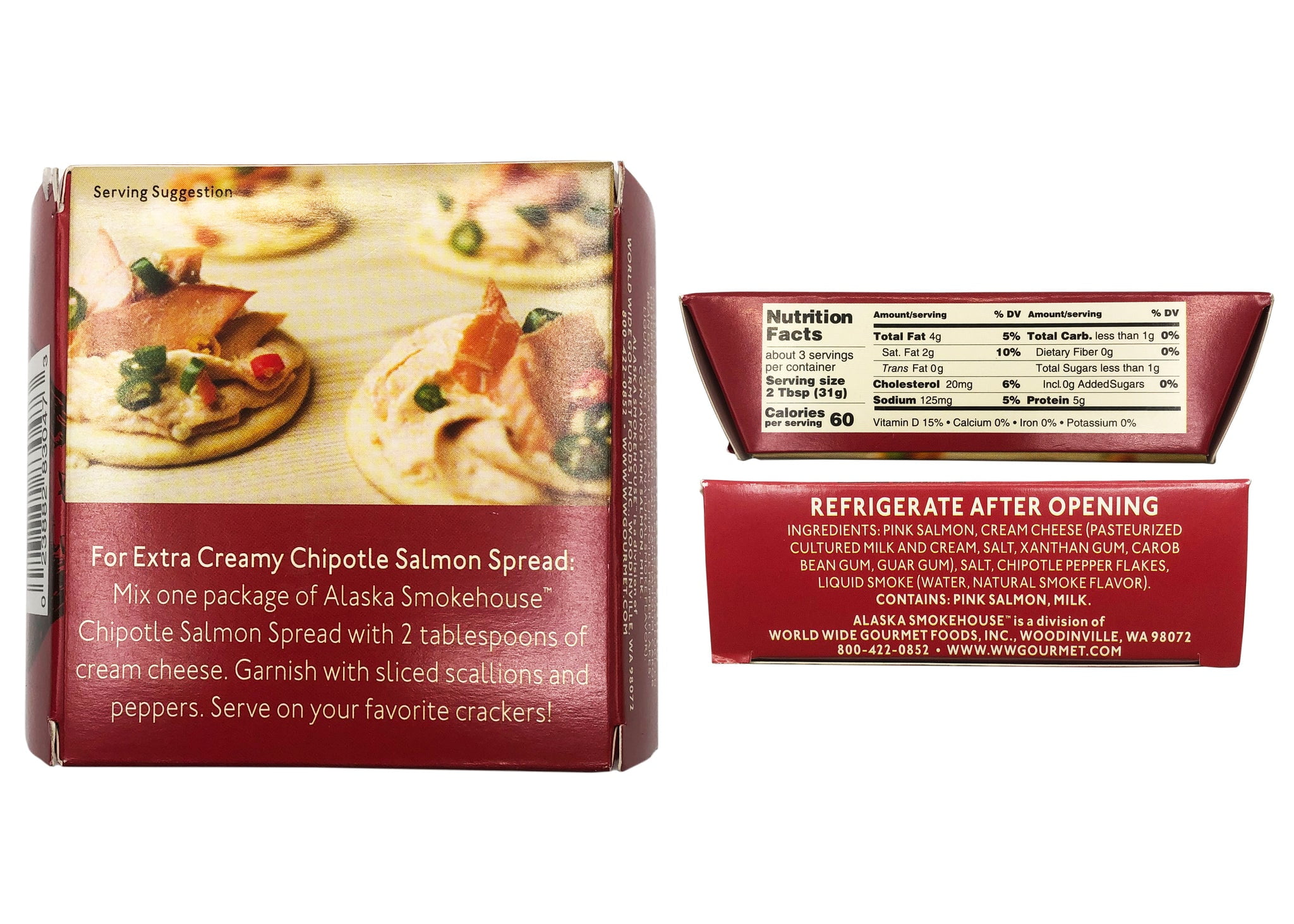Alaska Smokehouse 3.25oz Chipotle Salmon Spread, Made with Wild Alaskan Pink Salmon and Cream Cheese