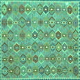 thumbnail image 1 of Ahgly Company Machine Washable Indoor Square Abstract Turquoise Blue Contemporary Area Rugs, 7' Square, 1 of 4