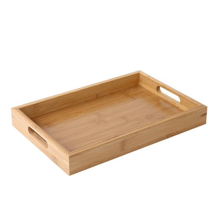 

With Handles Tea Bamboo Rectangular For Party Dinner Serving Tray Stand Hotel