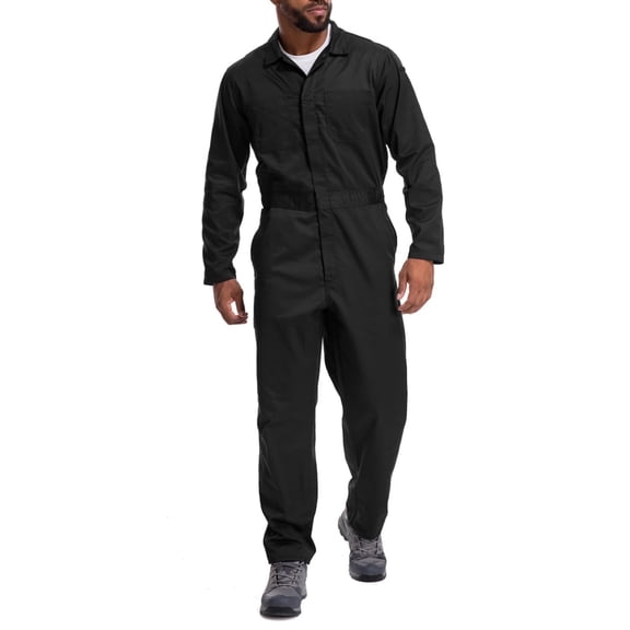 FEN AI Men's Long Sleeve Coverall Black Overalls Workwear for Men Work Jumpsuit with Multi Pockets